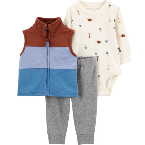 CARTER'S Baby Boys Striped Sleeveless Vest, Bodysuit and Pant, 3-Piece Set 6Mo - Picture 1 of 6